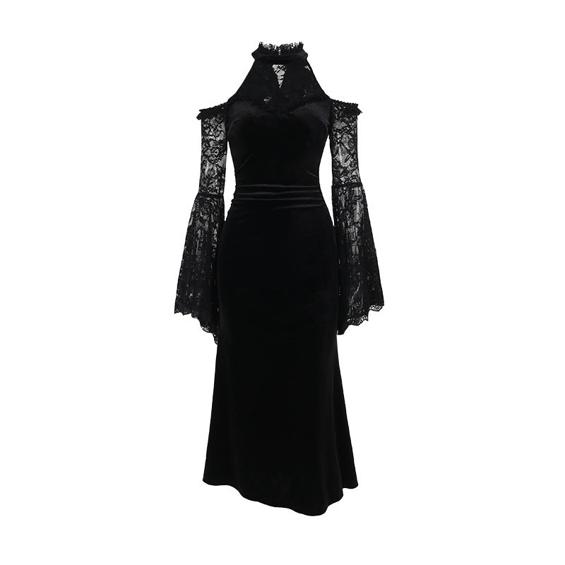 Elegant long lace sleeve dress by eprolo featuring a stylish and sophisticated design, perfect for formal occasions.