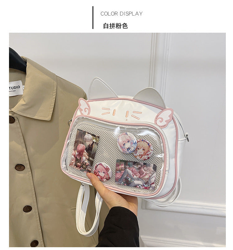 Eprolo Y2K Kedi figürlü İta crossbody çanta with adjustable strap and colorful cat design, perfect for casual style.