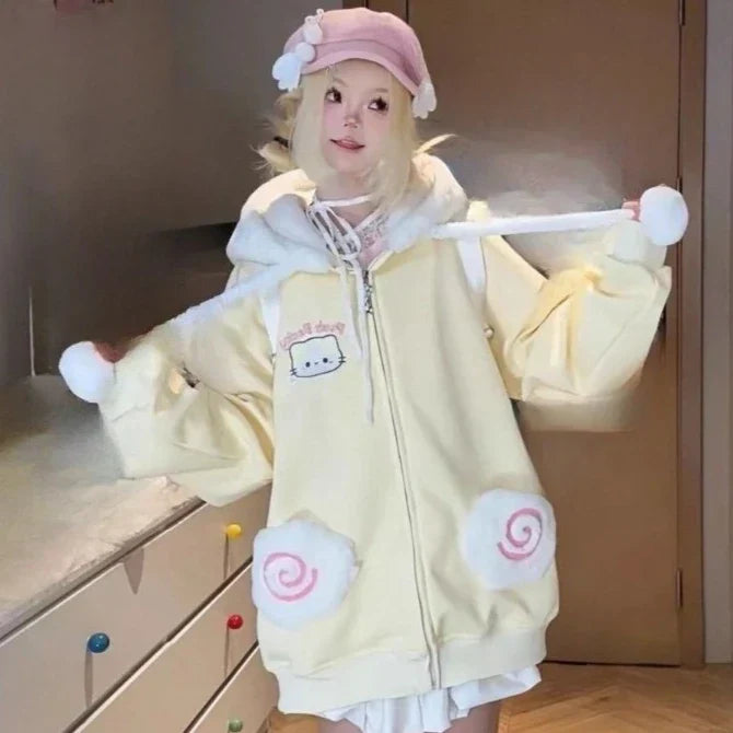 Kawaii Oversize Kapüşonlu Sweatshirt - ürün görseli 7