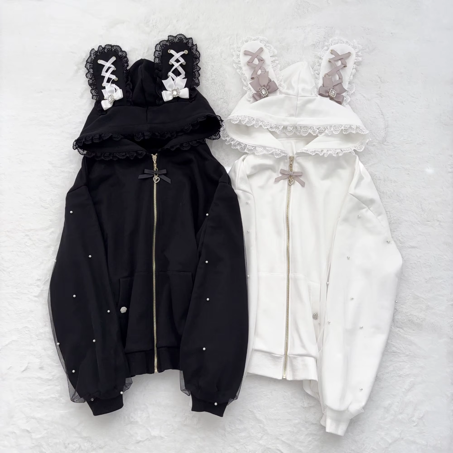 Pink Y2K kawaii hoodie jacket with bunny ear hood, featuring cute cartoon design, by eprolo, casual streetwear style.