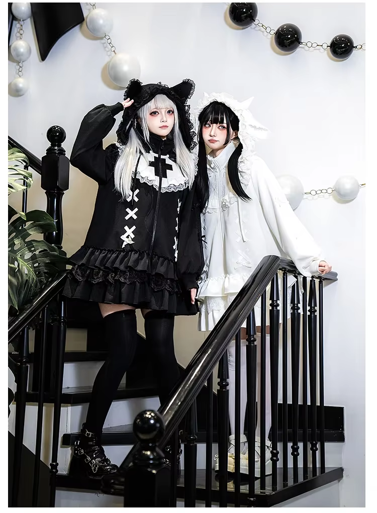 Y2K Gotik Kapüşonlu Sweatshirt – Uzun Kollu Lolita Hoodie Ceket - ürün görseli 4