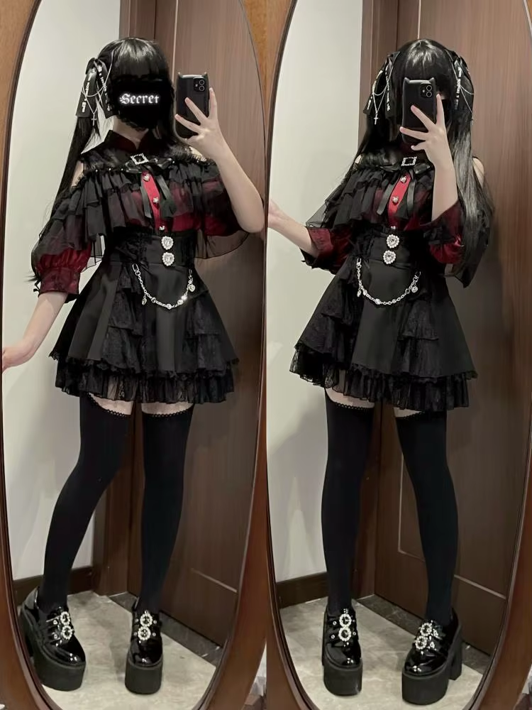 Zarif Japon Stil Üst & Etek Seti