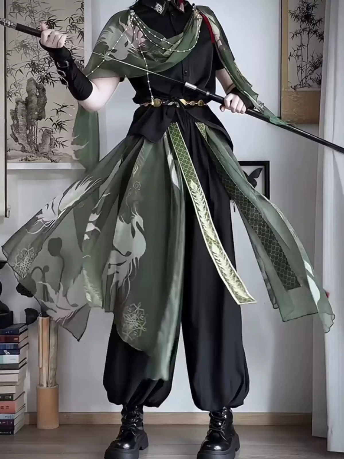 Yeşil Aksesuarlı Hanfu