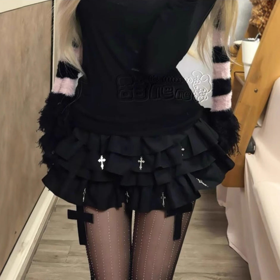 Mini skirt with ruffled details by eprolo, featuring a stylish and feminine design perfect for casual or dressy outfits.