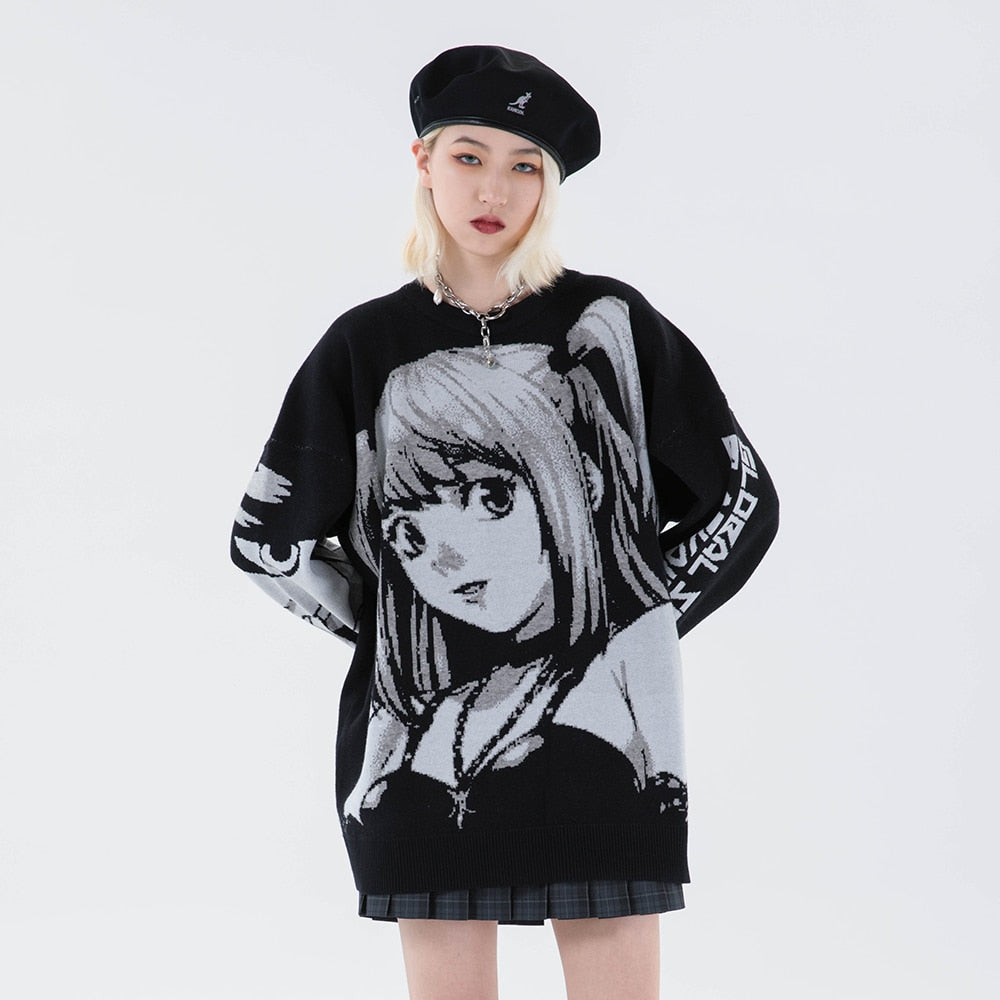 Knitted Harajuku winter women's sweater by Amane Misa, featuring intricate knitting and a cozy fit, in a stylish design.