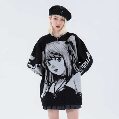 Knitted Harajuku winter women's sweater by Amane Misa, featuring intricate knitting and a cozy fit, in a stylish design.