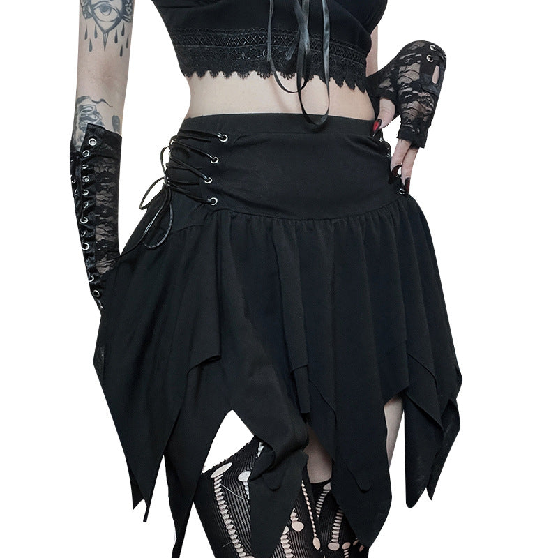 High-waisted frilly mini skirt by eprolo, featuring ruffled details and a fitted silhouette in vibrant fabric.