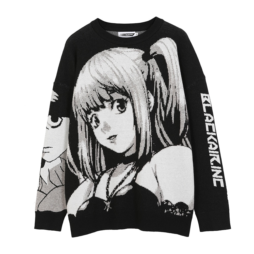 Cozy knit Harajuku winter sweater for women featuring a stylish Amane Misa design, by eprolo.