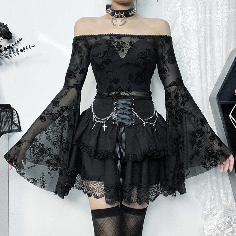 Gothic Zincir Detaylı Katmanlı Etek