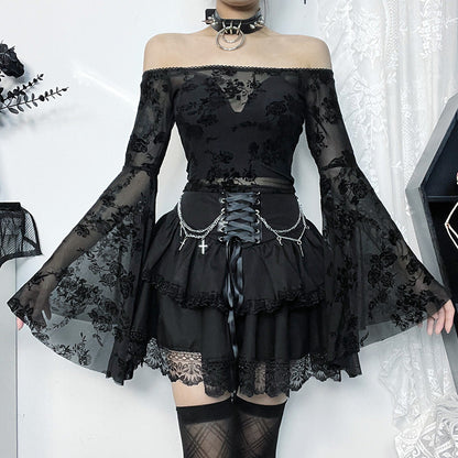 Gothic Zincir Detaylı Katmanlı Etek