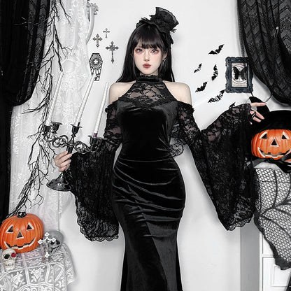 Elegant long lace sleeve dress by eprolo featuring a stylish design and intricate lace details.