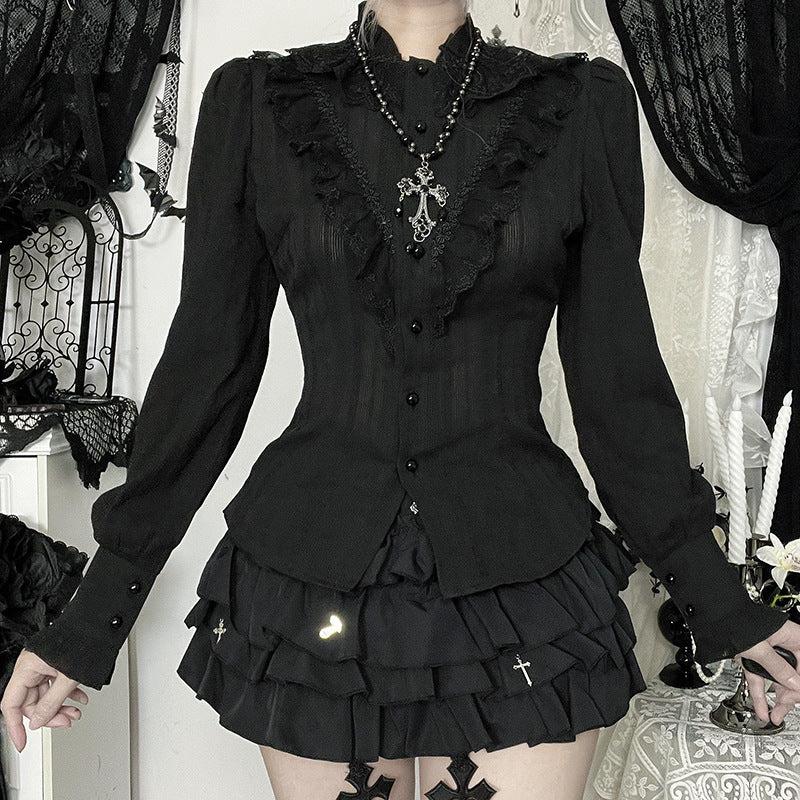 Eprolo long sleeve elegant shirt displayed on a hanger, showcasing its stylish design and fit.