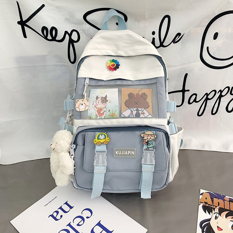 Colorful unisex backpack by eprolo, suitable for school and daily use, featuring multiple compartments and adjustable shoulder straps.