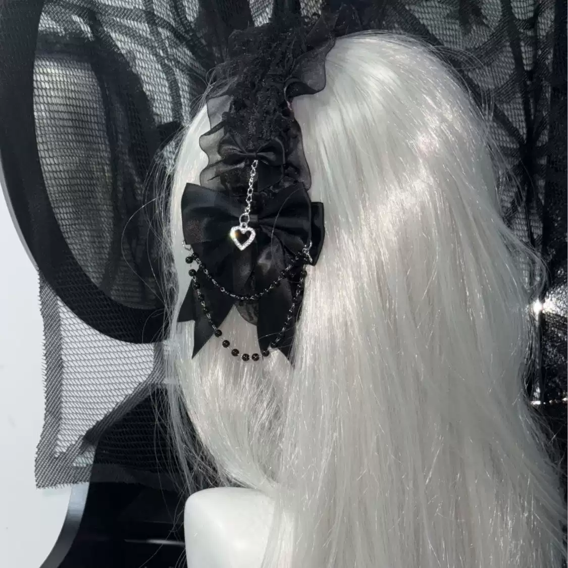 İnci Zincirli Dantelli Lolita Taç
