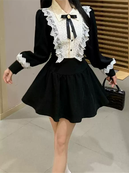 Siyah Beyaz Viktoryen Lolita Elbise