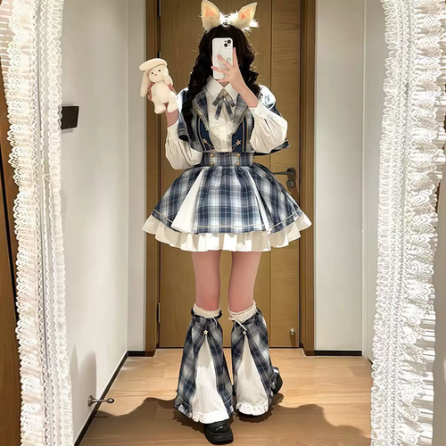 Vintage Ekose Lolita Elbise