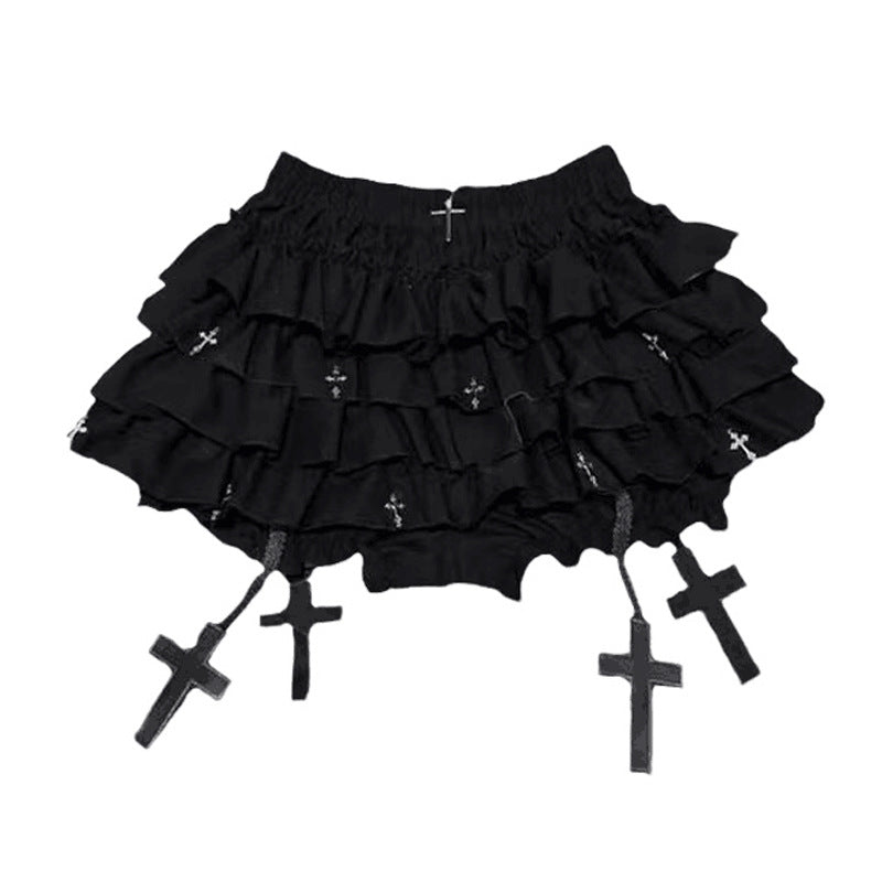 Fırfırlı mini etek from eprolo with ruffled design, black color, stylish and trendy for casual or dressy outfits.