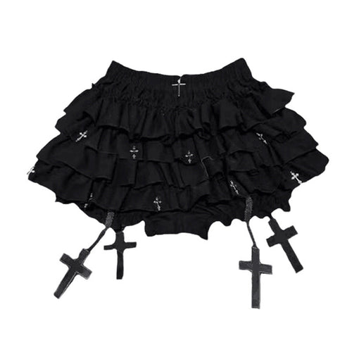 Fırfırlı mini etek from eprolo with ruffled design, black color, stylish and trendy for casual or dressy outfits.