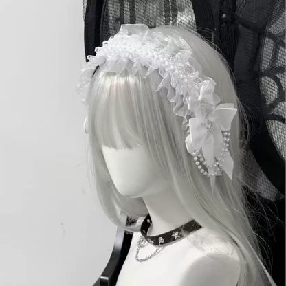 İnci Zincirli Dantelli Lolita Taç