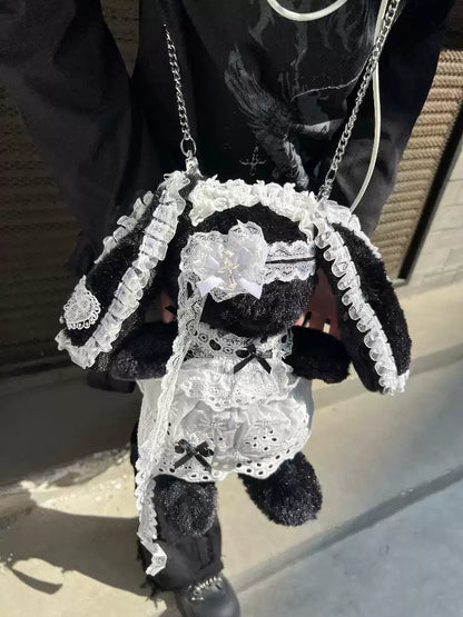 Dantelli Tavşan Model Peluş Çanta