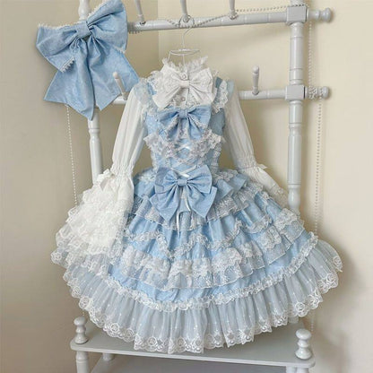Kawaii Lolita Askılı Elbise / Gömlek Seti