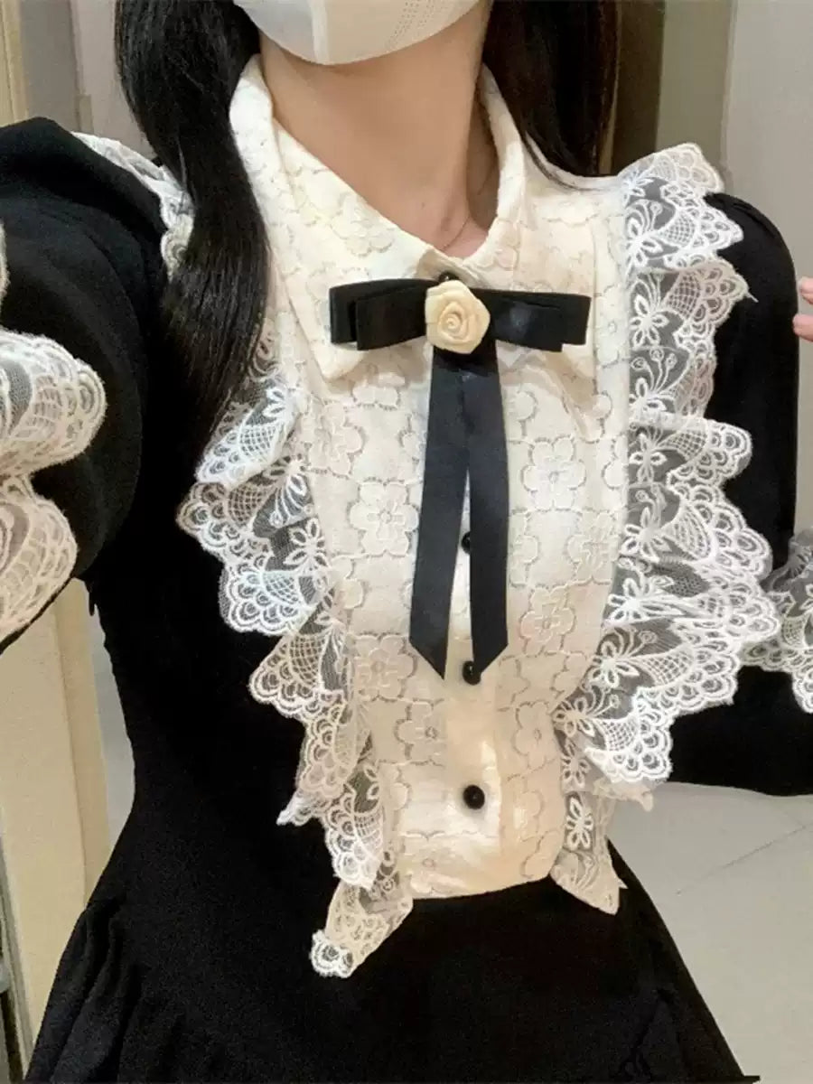 Siyah Beyaz Viktoryen Lolita Elbise