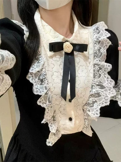 Siyah Beyaz Viktoryen Lolita Elbise