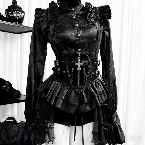 Victorian Gotik Uzun Kollu Bluz