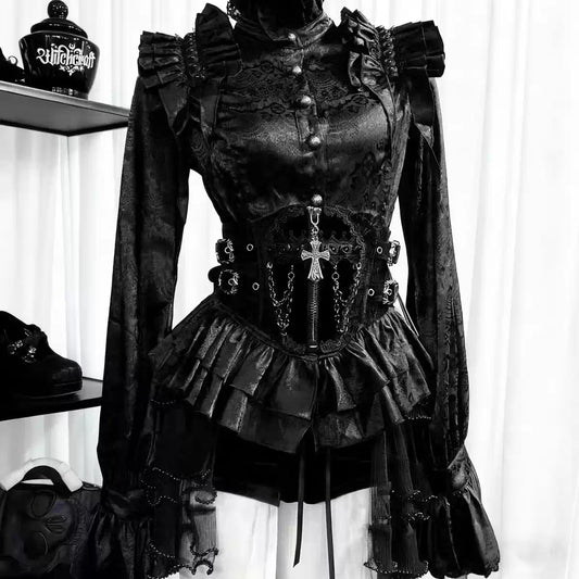 Victorian Gotik Uzun Kollu Bluz