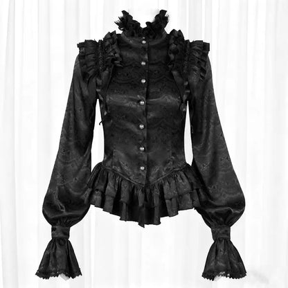 Victorian Gotik Uzun Kollu Bluz