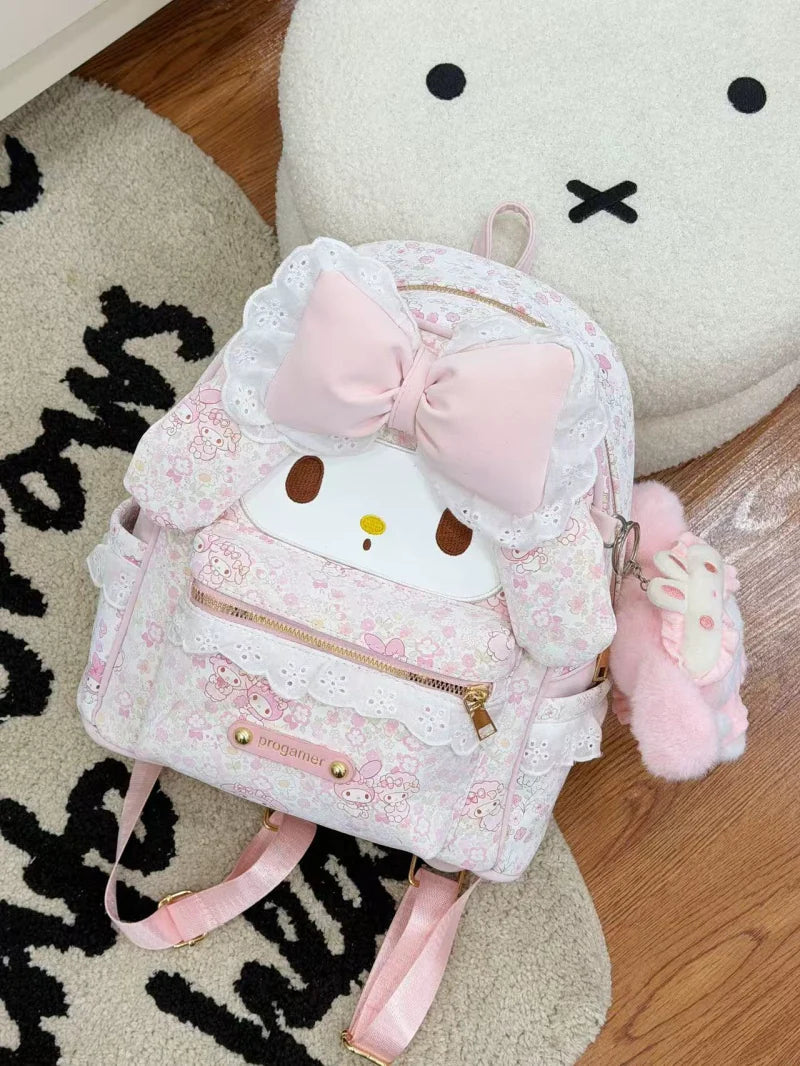 Pembe Dantel Fiyonklu Tavşan Sırt Çantası - 4