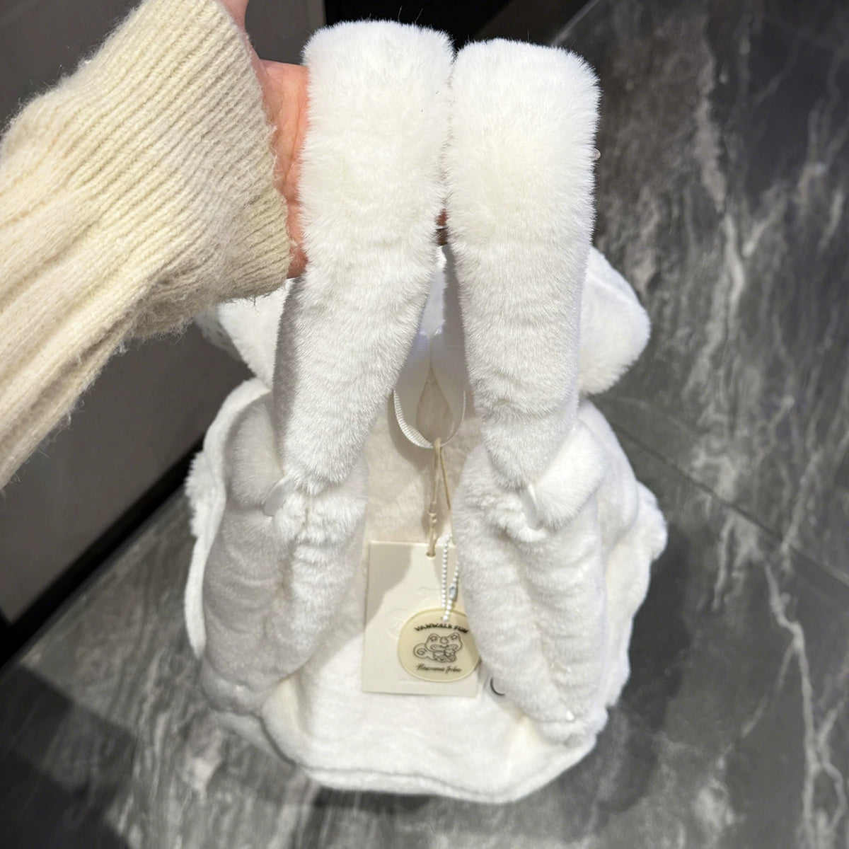 Pelüş Tavşan Kulaklı Sırt Çantası — Yumuşak Büyük Kulaklı Backpack - 2