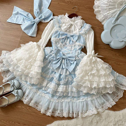 Kawaii Lolita Askılı Elbise / Gömlek Seti