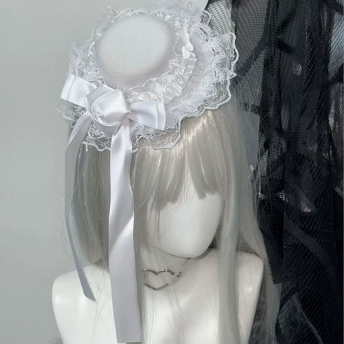 Siyah Güllü Gotik Lolita Bonnet