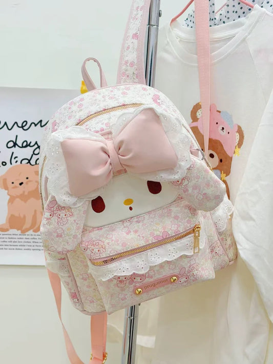 Pembe Dantel Fiyonklu Tavşan Sırt Çantası - 1