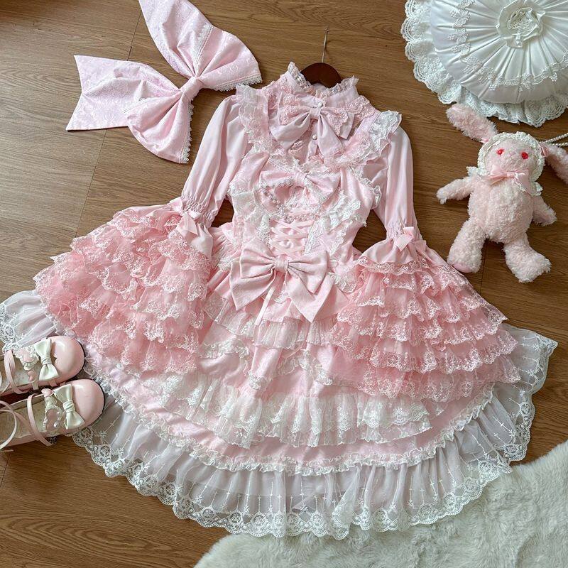 Kawaii Lolita Askılı Elbise / Gömlek Seti