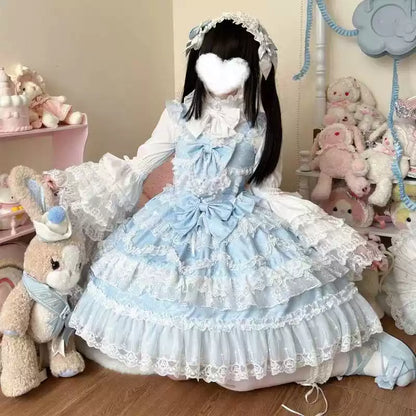 Kawaii Lolita Askılı Elbise / Gömlek Seti