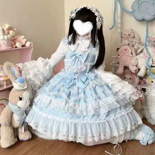 Kawaii Lolita Askılı Elbise / Gömlek Seti