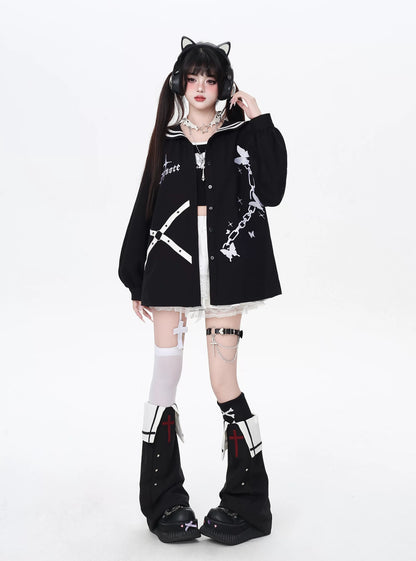 Kelebek Detaylı Şık Oversize Ceket