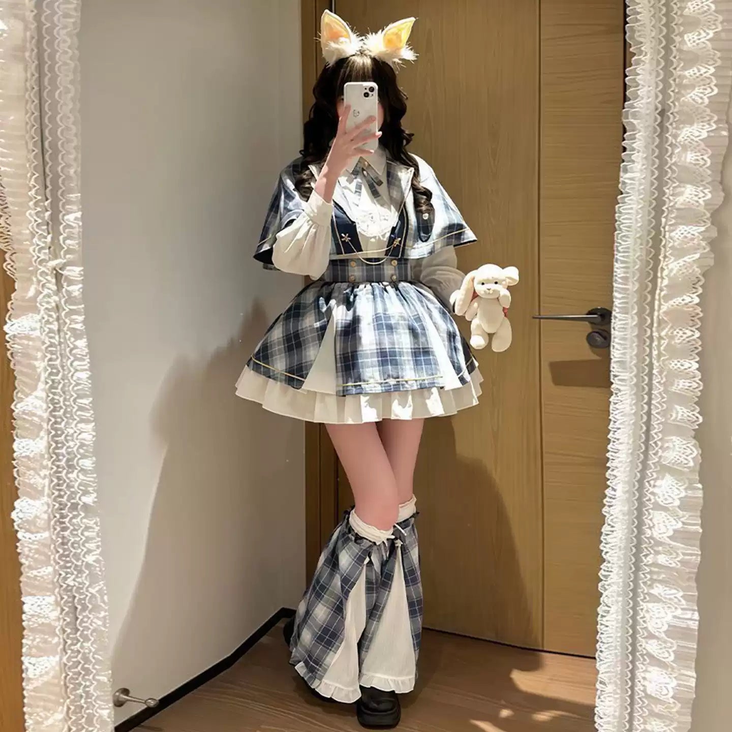 Vintage Ekose Lolita Elbise