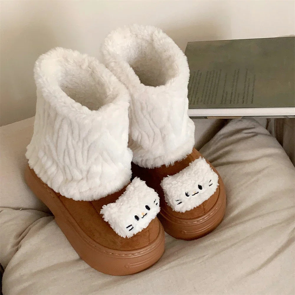 Eprolo waterproof plush snow boots with thick soles, designed for winter outdoor wear, featuring warm fur lining and durable construction.