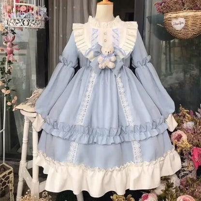 Patchwork Fırfırlı Kawaii Elbise