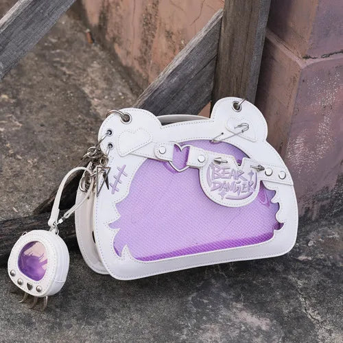 Kawaii ayıcık şeffaf ita çanta with cute bear design, clear PVC material, and adjustable strap for a stylish, playful look.
