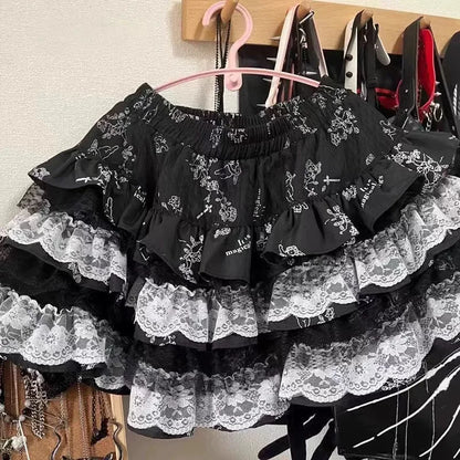 Japon Stil Vintage Lolita Tshirt & Etek Seti
