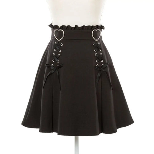 Shadora Jirai Kei red and black Japanese-style mini skirt with vibrant patterns and traditional-inspired design.