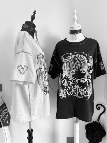 Anime Baskılı Oversize Unisex Tshirt