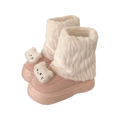 Eprolo thick-soled waterproof plush winter snow boots with warm fur lining and sturdy design for cold weather.