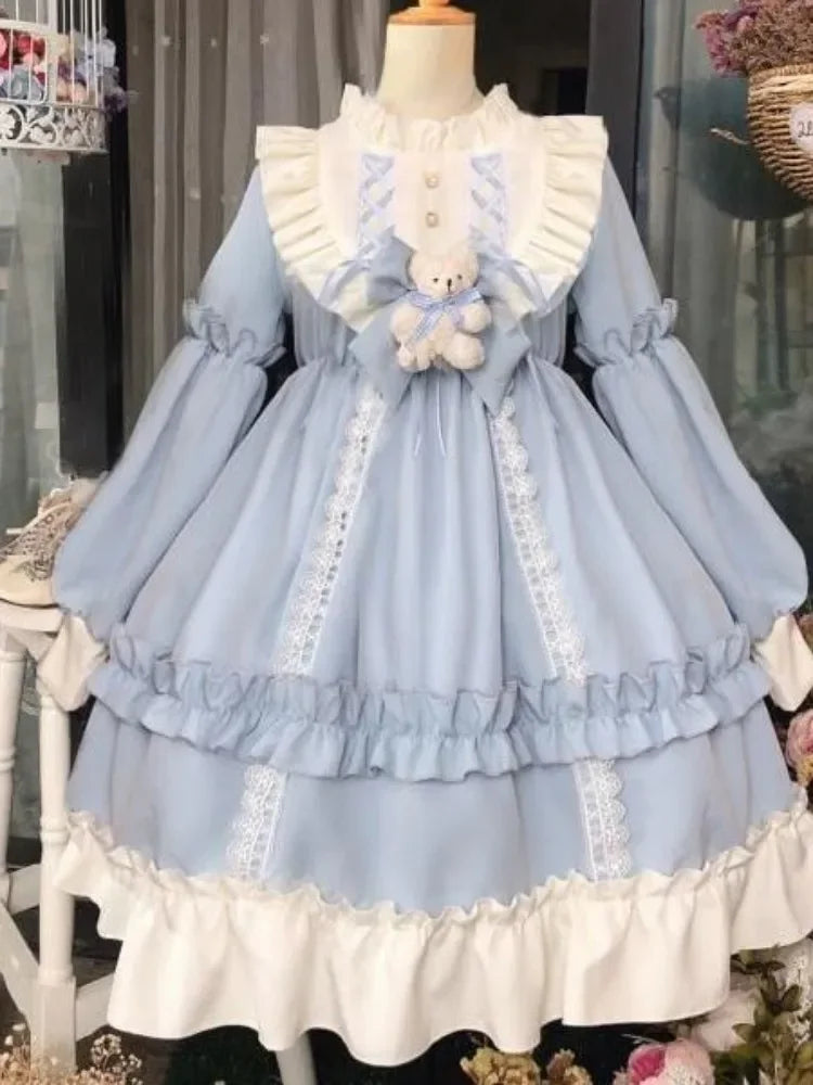 Patchwork Fırfırlı Kawaii Elbise