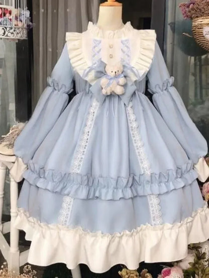 Patchwork Fırfırlı Kawaii Elbise