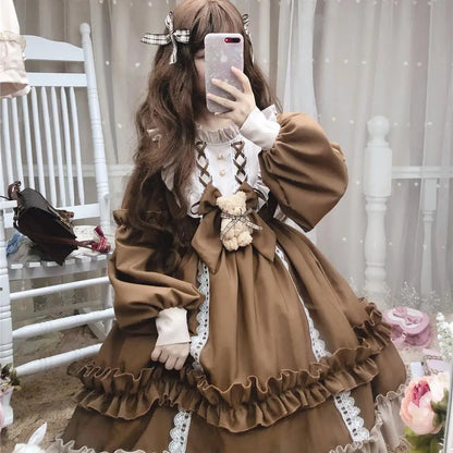 Patchwork Fırfırlı Kawaii Elbise